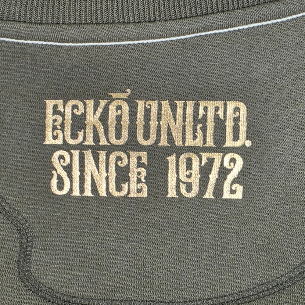 Ecko Unltd Mens XL Olive Green Sequin Tiger Rhino Graphic T-Shirt Y2K Streetwear - Picture 9 of 9